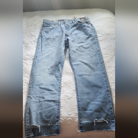 Womens Levis 501 Original High Rise Straight Leg Jeans - Picture 1 of 4